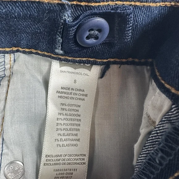 Levi Girls Boot Cut Dark Wash Blue Jeans Size 8 - Picture 5 of 6